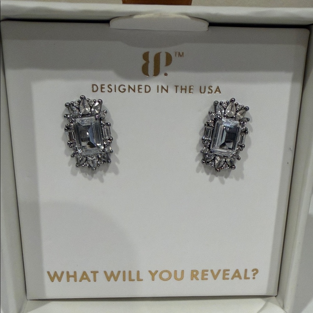 bp Silver-Tone Crystal Cluster Stud Earrings